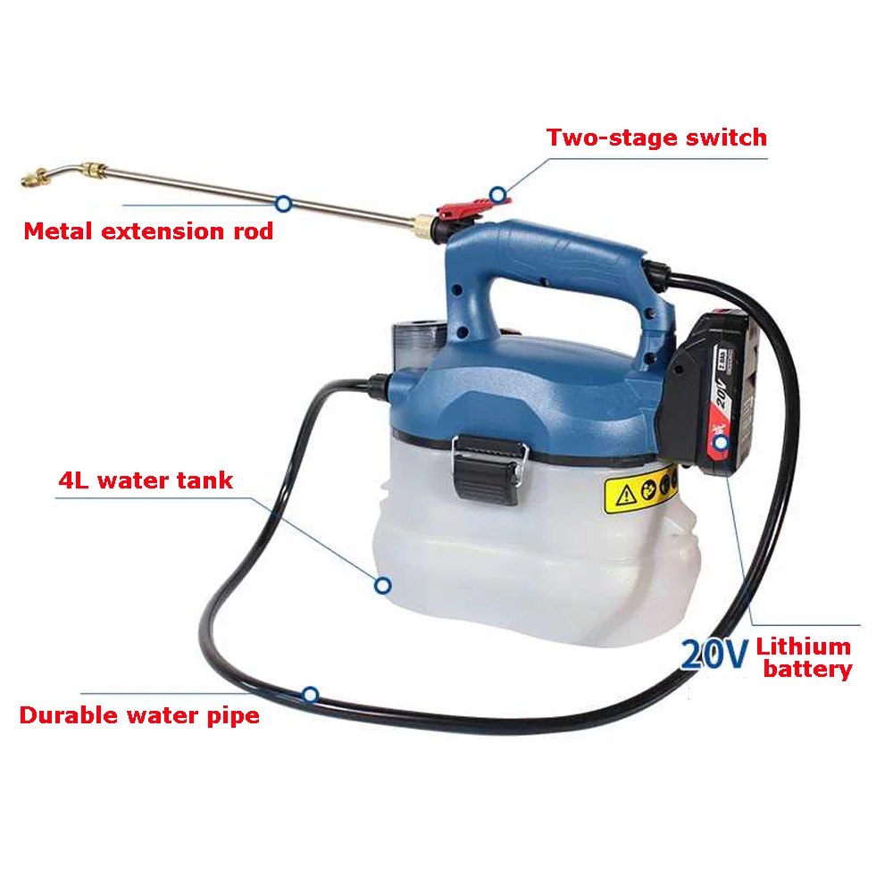 4L Household Lithium-Ion High-Voltage Electric Sprayer, Handheld Disinfection, Flower Watering Kettle