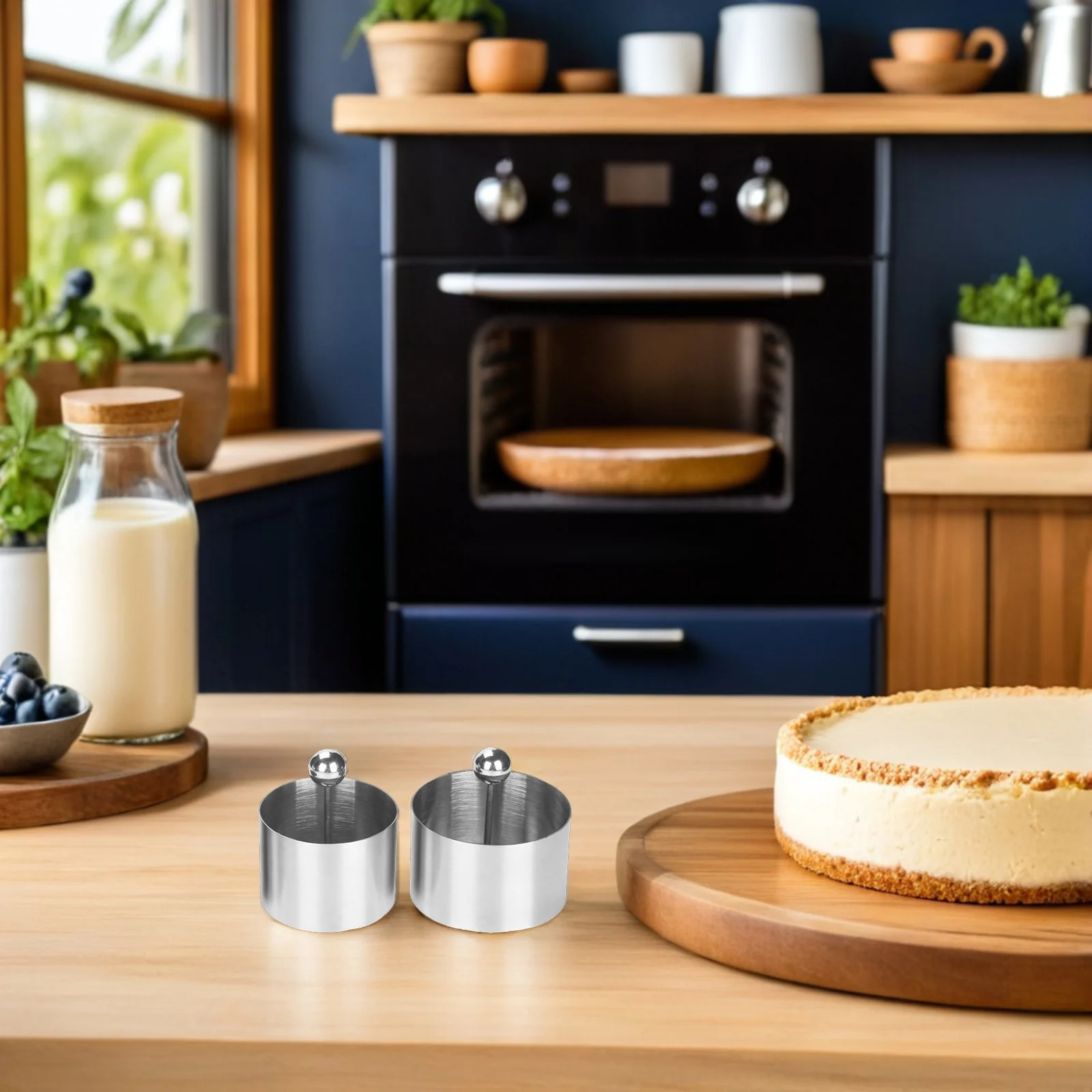 

2Sets Cake Molds Stainless Steel Round Cold Dish Modeling Molds Food Presentation Kitchen Accessories for Mousse Dessert