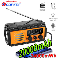 Woopker Radio XSY-350 20000mAh FM Emergency Radio Solar Hand-crank USB Charging SW/AM/FM Power Bank Flashlight SOS Alarm 2025