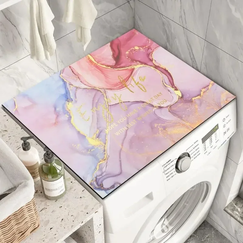 Appliance Table Mat Fashion Washer Dryer Covers Abstract Marbled Non Slip Washing Machine Cover Laundry Top Protector Mat