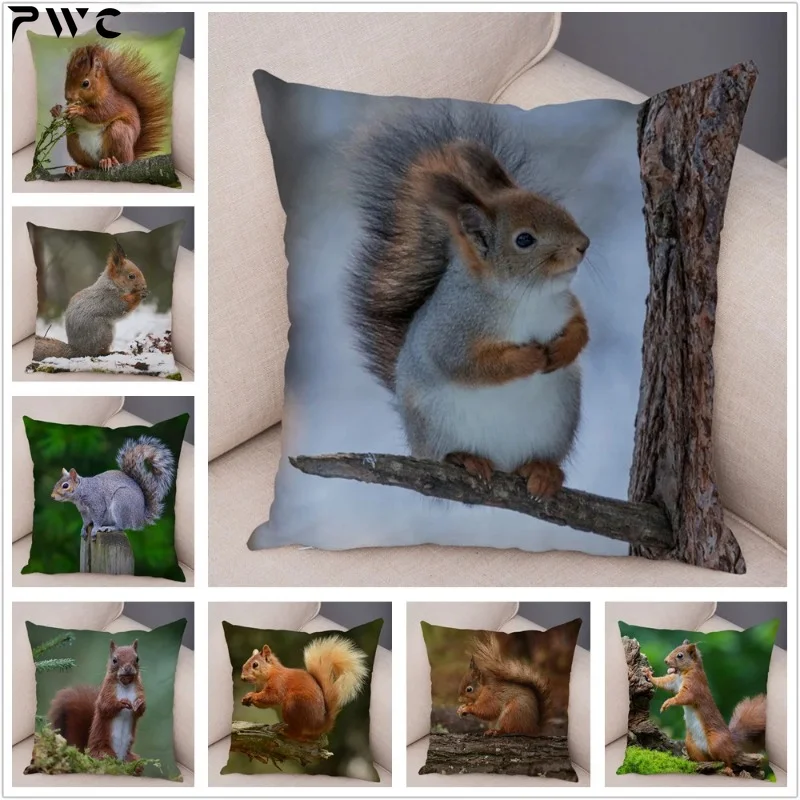 

Cute Squirrel Cushion Cover Pillowcase Pillow Covers Home Decor Pet Animal Pillows case Super Soft Polyester Pillows Covers