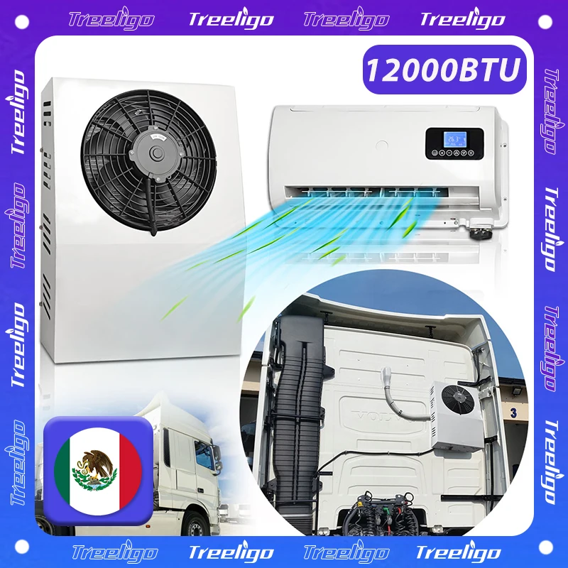 

Treeligo 12000BTU Truck Split Air Conditioner Electric Parking Cooling AC For Tractor Cab Truck Camper Van Caravan Motor home