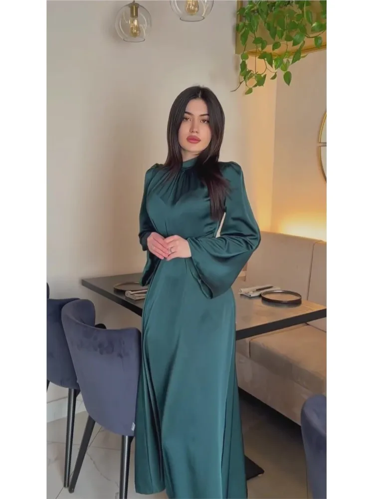 ชุดเดรสยาวทรงเข้ารูปเอวสูง แขนยาว สำหรับงานเลี้ยงกลางคืน หรืองานปาร์ตี้ ดีไซน์หรูหราทันสมัย