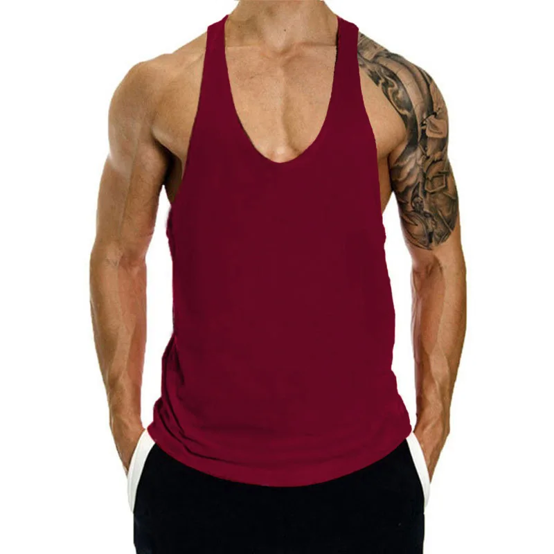 Summer and Autumn Casual Loose Vest with Slim Straps for Sports European and American Fitness T-Shirt I-Shaped Male