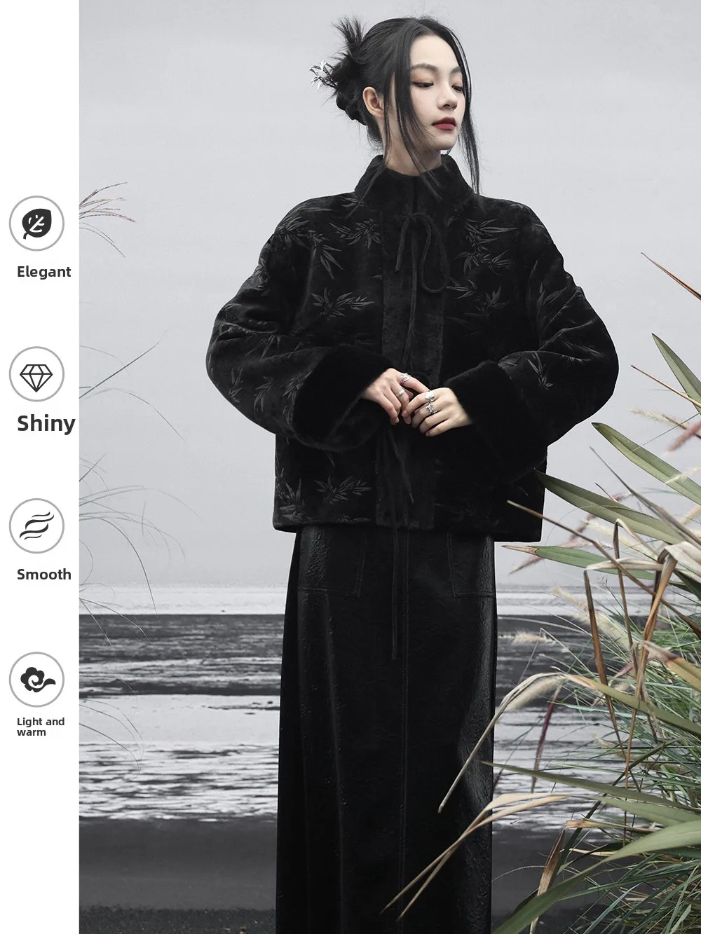 

Bla Bamboo Le Emed шерстяное пальто женское свободного кроя осень-зима новое китайское хлопковое пальто Jaet DQ Long Sve Coat