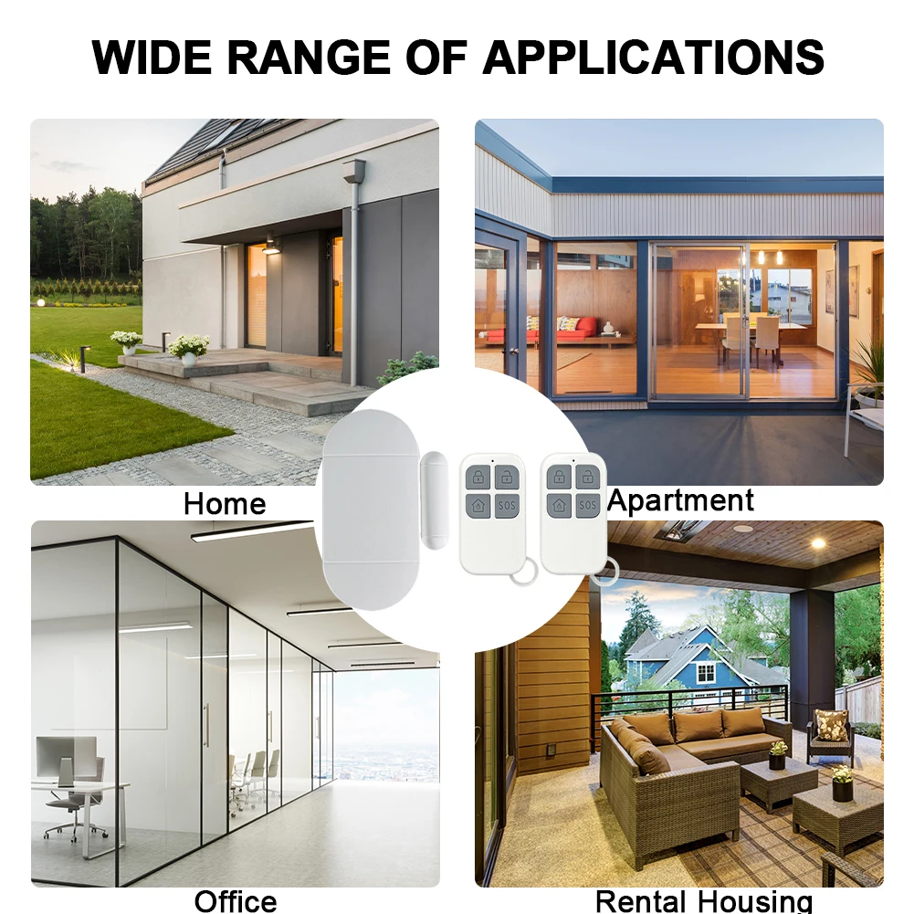 Alarme remoto sem fio contra roubo, sensor magnético, alarme de porta e janela, sensor aberto, carrilhão para casa, garagem, apartamento e mais