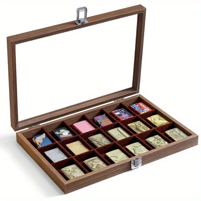 1PC lighter storage box, windproof lighter display stand, collection box, exhibition display, transparent lid, dust-proof, large