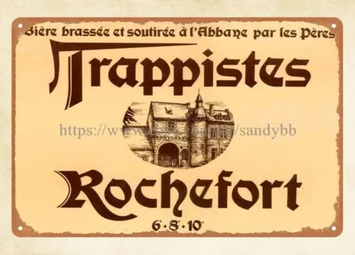 art on wall Belgian ALE beer Trappistes Rochefort metal tin sign