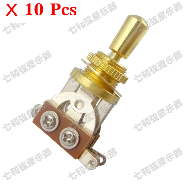 10 Pcs Gold 3 Way Electric Guitar Pickup Toggle Switch Selector Toggle Switch With Brass material Tip Knob Cap