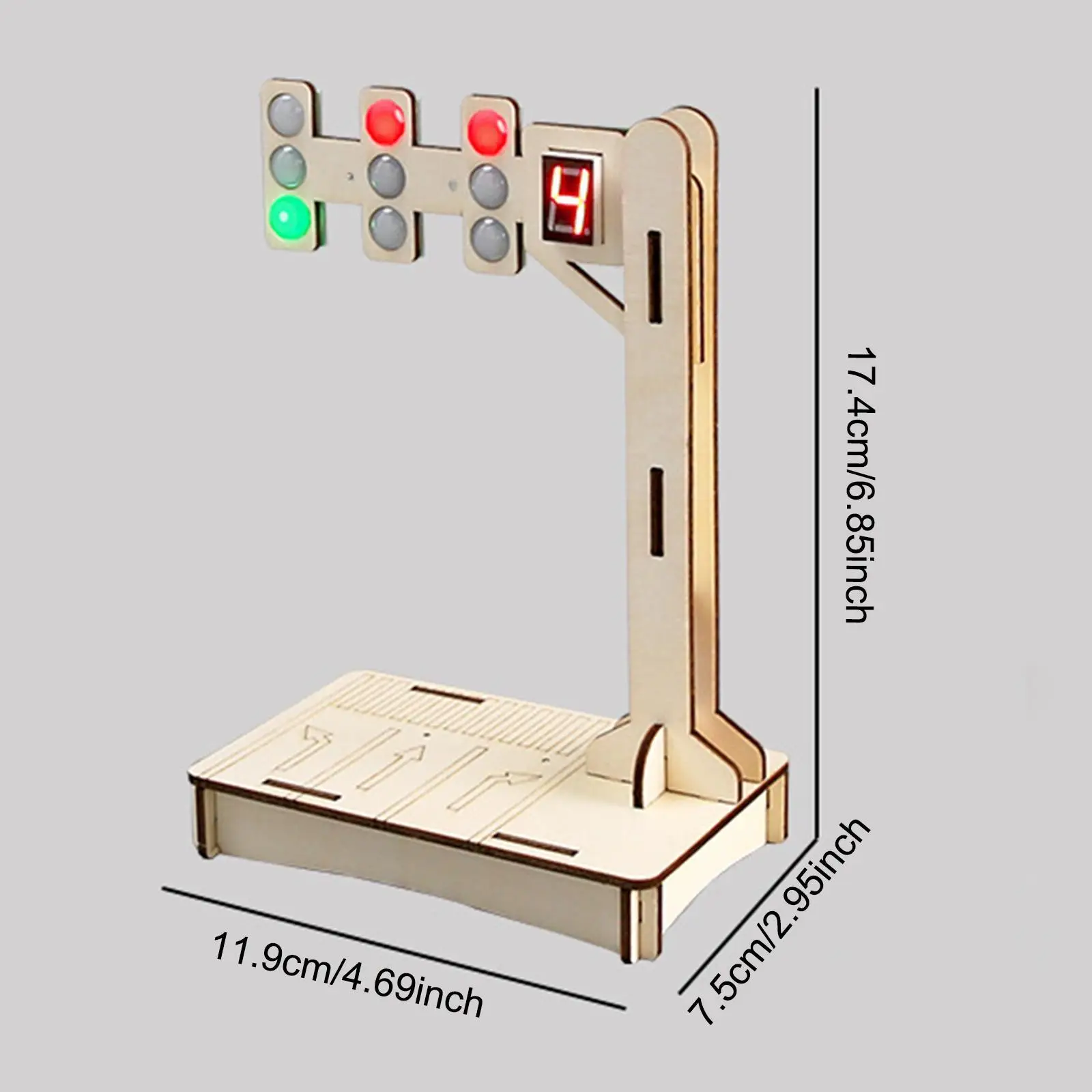 Semáforo de madeira modelo sala de aula ensino diy montagem kits de haste de brinquedo para