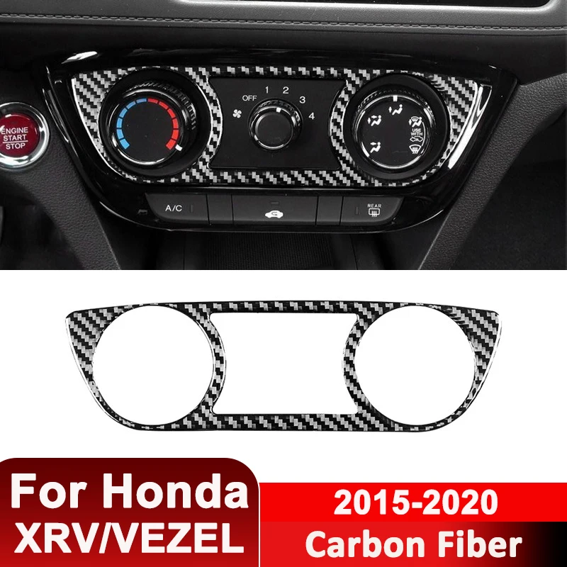 

For Honda XRV VEZEL 2015-2020 Interior Parts Carbon Fiber Car Center Air Conditioning Control Panel Frame Decorative Sticker