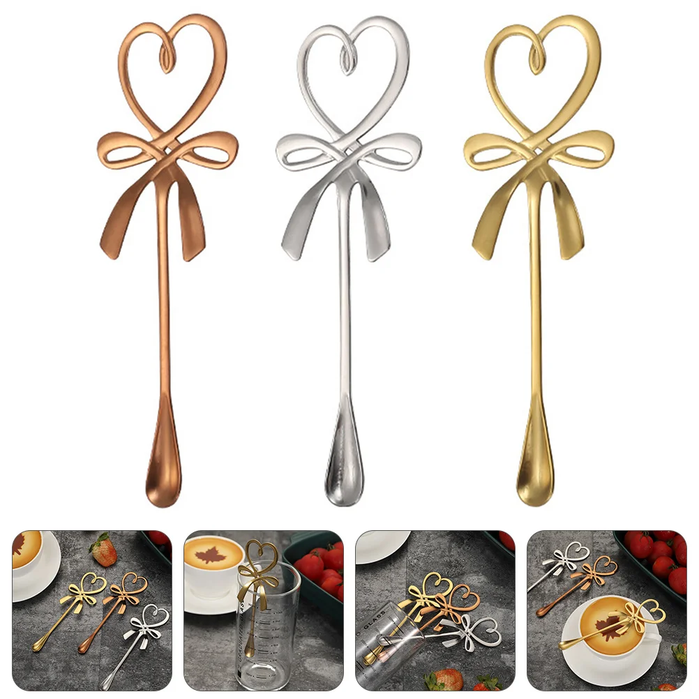 

3Pcs Stainless Steel Coffee Spoons Eco Friendly Stylish Lightweight Portable for Mixing Lemonade Iced Coffee Bars and