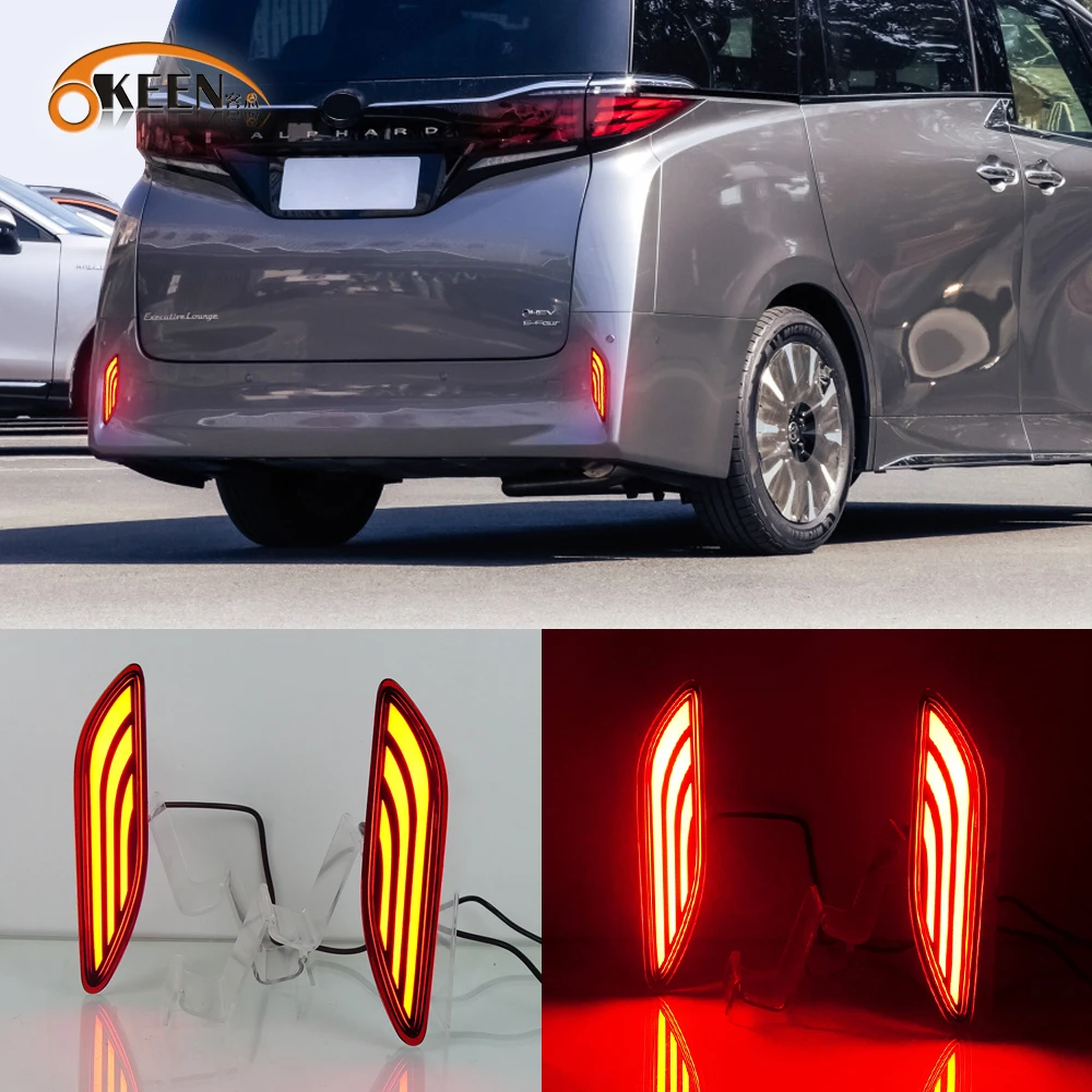 

2Pcs For Toyota Alphard 2024 Rear Bumper Reflector Lights Turn Signal Brake Lamp Car Accessories Imitation Lexus DRL