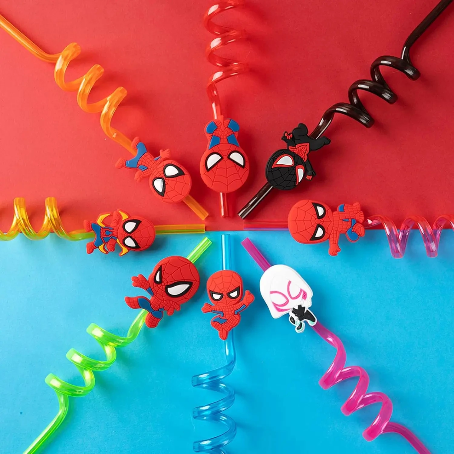 Spidey And His Amazing Friends reusable drinking straws Spider Man birthday party supplies kinds of design spider party gifts