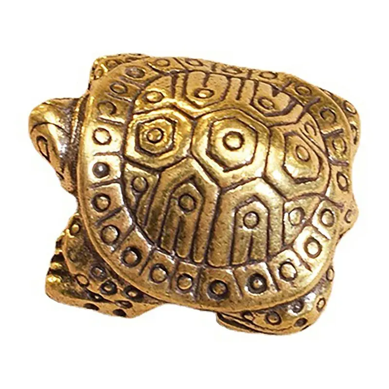 1Pc Antique Solid Brass Turtle Ornaments Longevity Animal Sculpture Home Office Desk Decorative Simulation Ornament