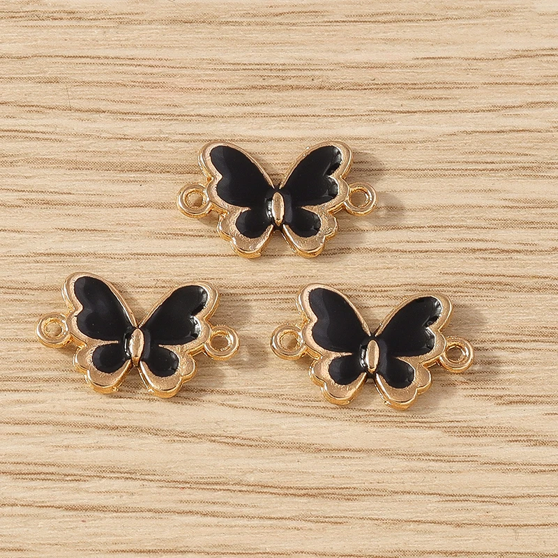 10 Stück niedliche Mini-Emaille-Fliegen-Schmetterlings-Anhänger, Verbindungsstücke für die Schmuckherstellung, DIY, handgefertigte Armbänder, Halsketten, Bastelzubehör – Detail 24