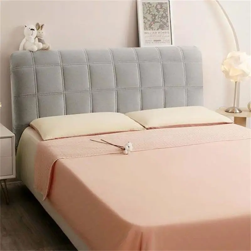 Thicken Velvet Plush Quilted Bed Head Cover All-inclusive Headboard CoverLuxury Solid Color Queen Size Bed Back Cover Flannel