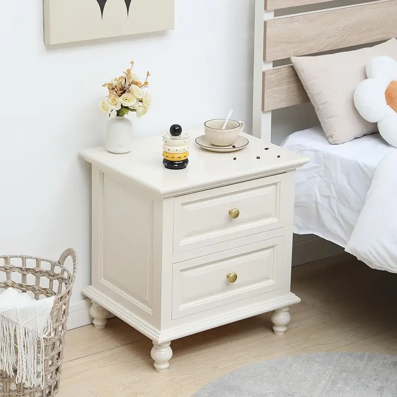 European bedside cabinet Europea bedsidecabinet solid wood light luxury simple bedroom household small narrow storage rack ret