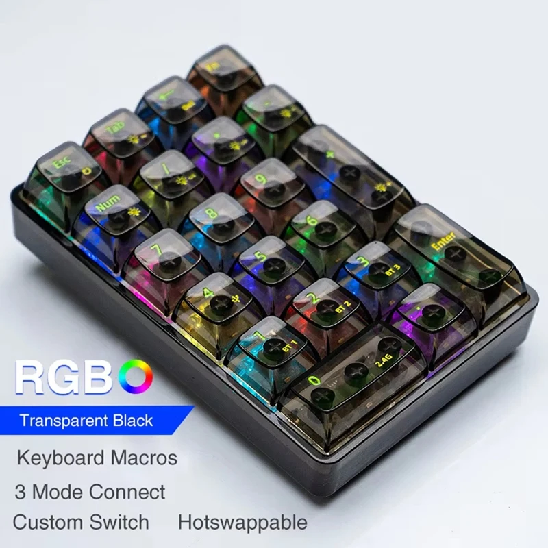 

Bluetooth Mechanical Keyboard K21 Number Pad Bluetooth Mechanical Keyboard RGB 21Keys Transparent Photoshop Accounting