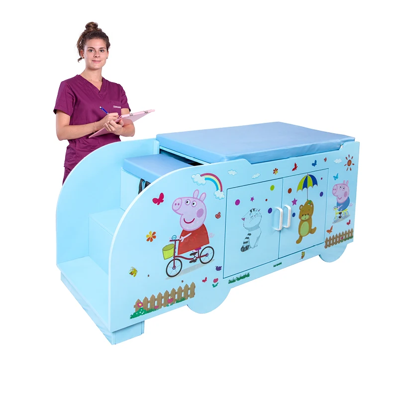 

X20 Cartoon Pediatric Examination Bed Wooden Children's Inspection Strap Locker