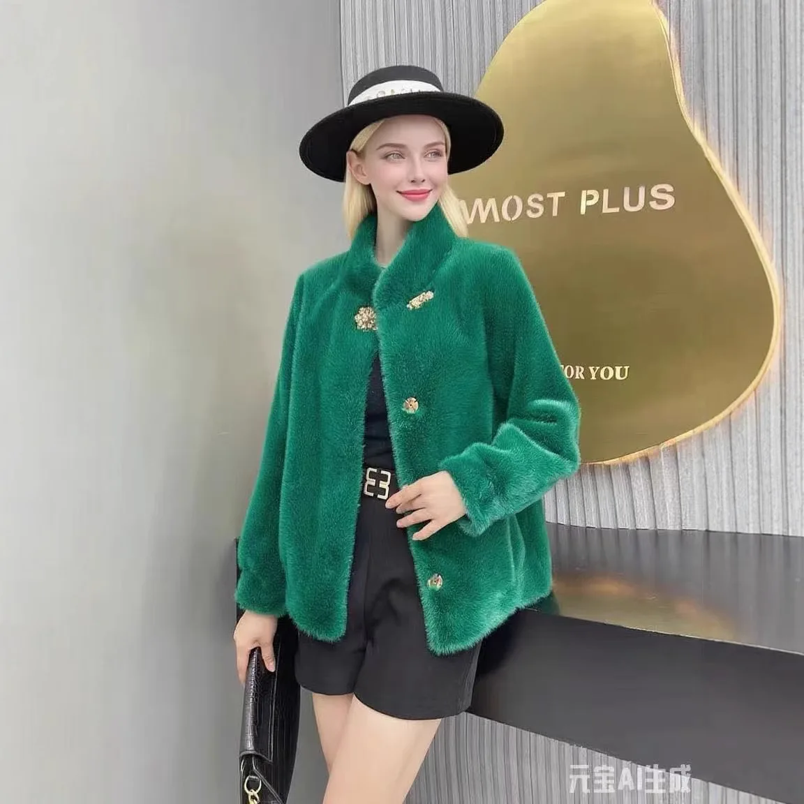 2025 nouvelle fourrure une pièce or vison manteau de fourrure femmes automne hiver tempérament laine veste Joker vêtements d'extérieur Style étranger haut pour femme