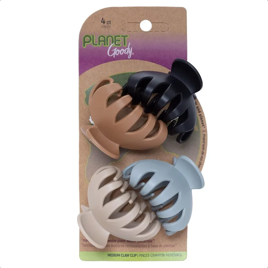 

Goody Planet Spider Claw Clip 4 Count Assorted Neutral Colors Medium to Long Hair Longlasting NonSlip PainFree Styling Accories