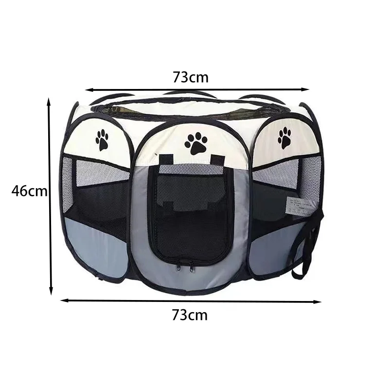 Foldable Pet Tent Durable Grip Cat House Oxford Cloth Octagonal Pet Fence Portable Outdoor Small Dog Cages Cat Fences Dog Kennel