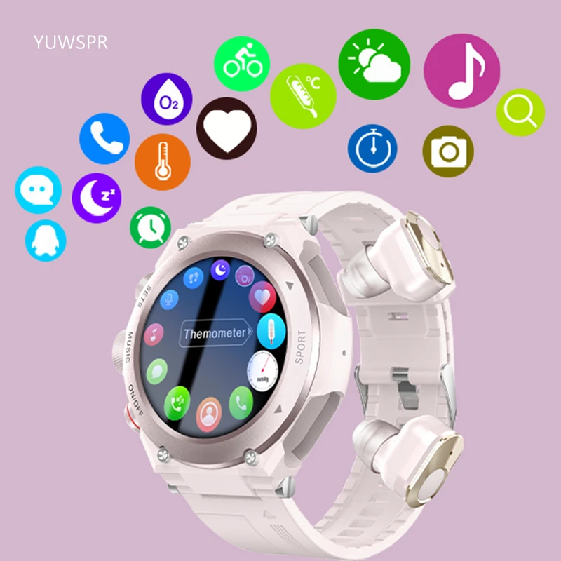 

Women Wireless Earphone Smart Watches 2 in 1 Bluetooth Earbuds Headset MP3 Local Music Make Calls Sport Smart Clock with T92