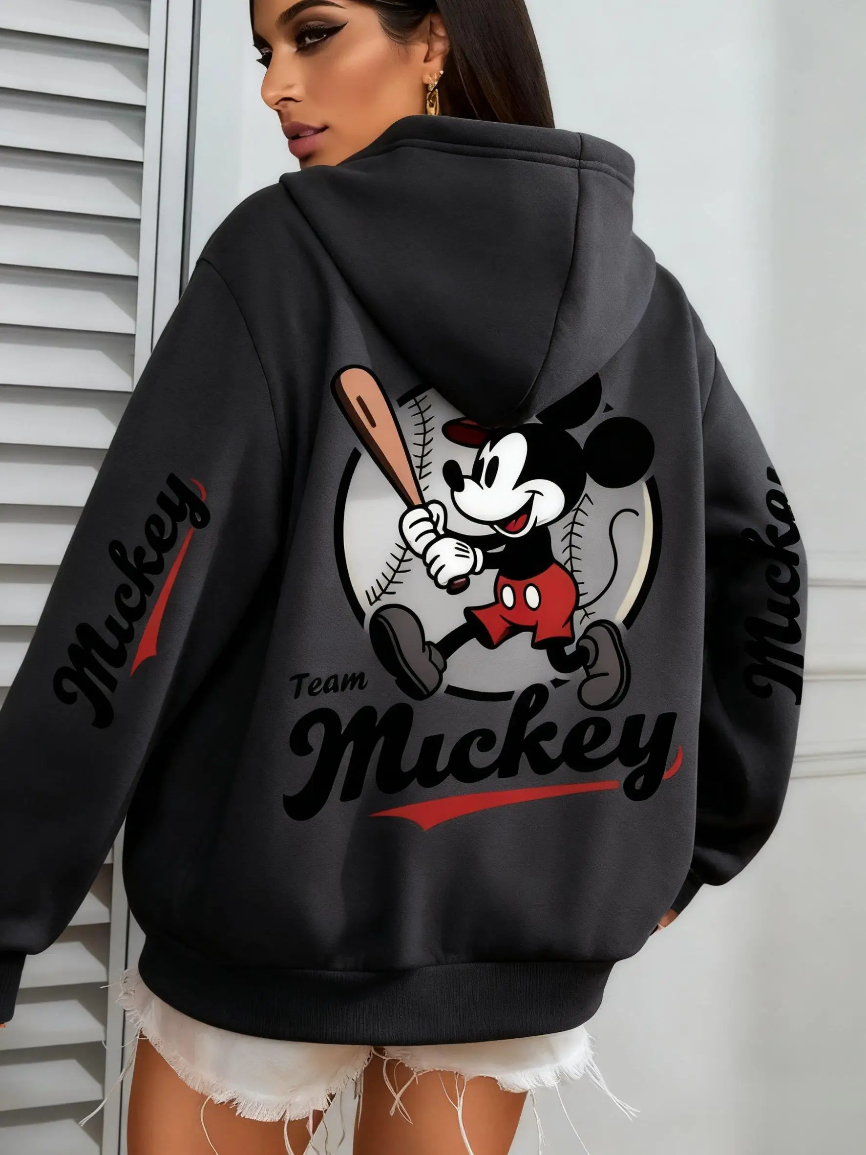 Y2k Disney Mickey Felpa con cappuccio Donna Uomo Casual Pullover Felpa Streetwear Oversize Vintage Top a maniche lunghe Nuova moda autunnale