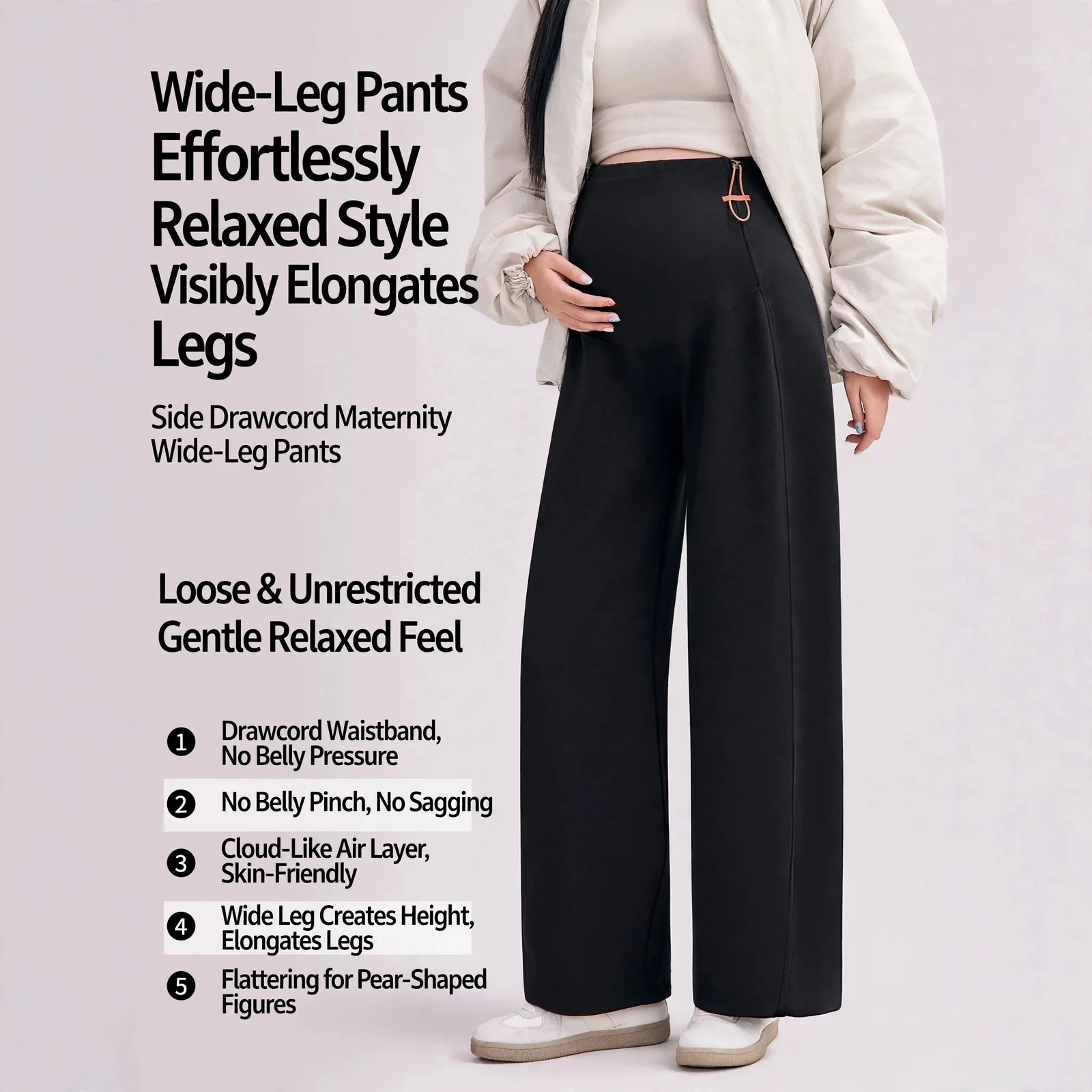 Maternity Wide Leg Pants Autumn Winter Thickened Belly Support Polyester Loose Plus Size Comfortable Casual Outer Wear