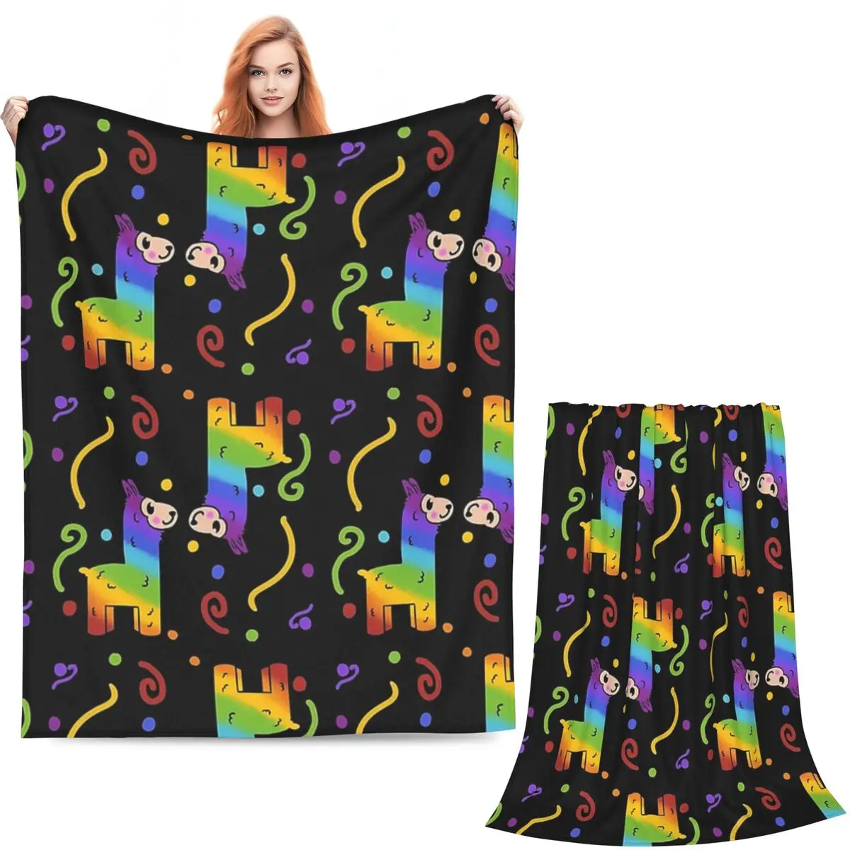 Llama Alpaca Animal Blankets Soft Warm Flannel Throw Blanket Bedspread for Bed Living room Picnic Travel Home Sofa