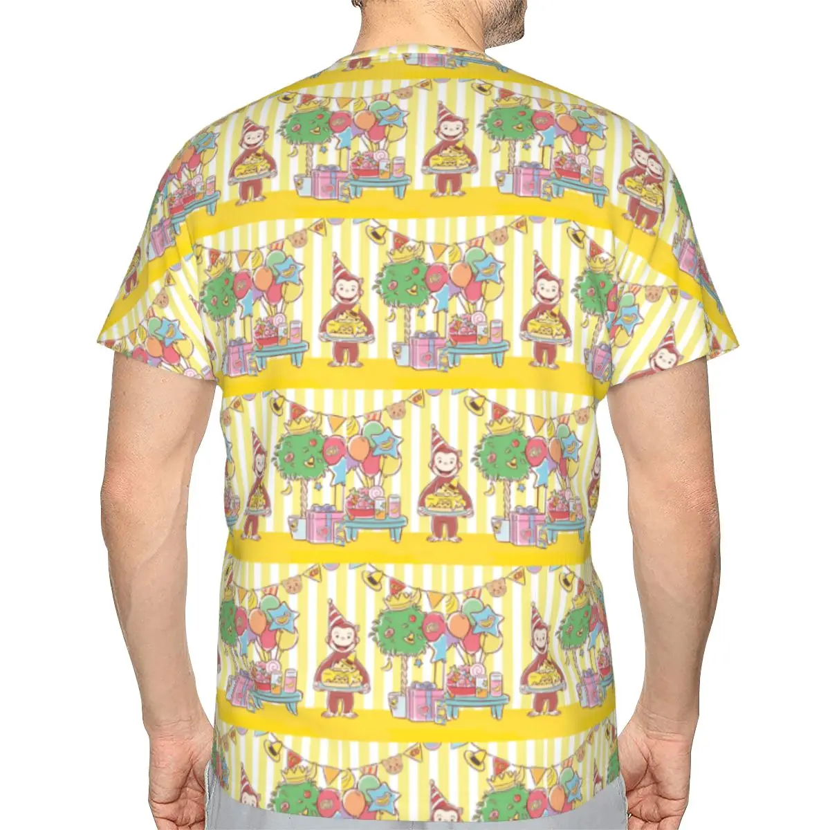 George The Curious Monkey 100% Cotton T-Shirt Men'sFunny T Shirts Men O-Neck Short Sleeve