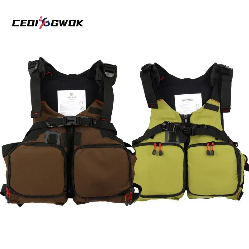 CEOI GWOK Multi-Pocket Wear Resistant Life Jackets Adults Fly Fishing and Kayaking Functions Lightweight Portable Life Jackets