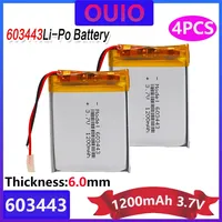 4PCS1200mAh Battery 603443 Li-ion Lipo Cells Lithium Li-Po Polymer Rechargeable Battery For Bluetooth Speaker MP4 PDA Tachograph