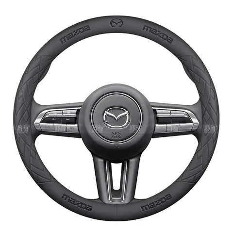 For Mazda 3 5 6 SKYACTIV Axela Atenza CX30 CX5 CX8 CX9 MX5 RX8 RX7 BT50 Leathe Car Steering Wheel Cove 3D Embossing Accessories