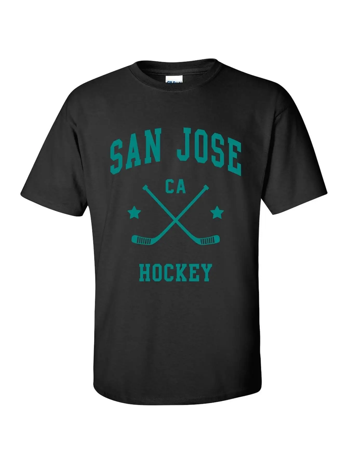 San Jose Hockey Pattern T-Shirt Men's Classic T-Shirt Breathable Soft Dark White Print Perfect for Casual Wear