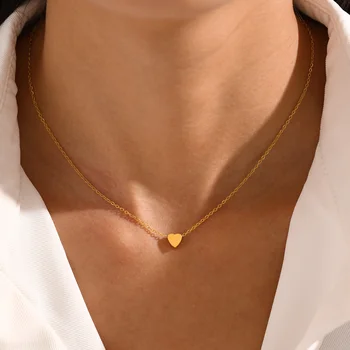 LUXUKISSKIDS फैशन सरल दिल लटकन हार आप के लिए छोटे प्यार आकार स्टेनलेस स्टील काले दिल हंसली अवस्र्द्ध आभूषण 8 best sales छोटा हार - №4