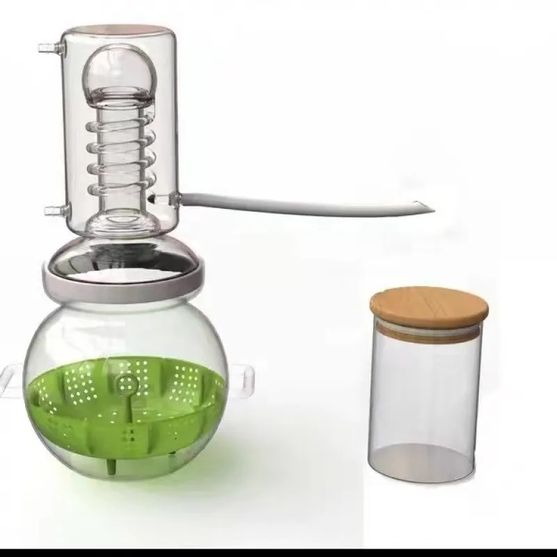 Household essential oil distiller kit - glass steam distillation device - extracting hydrosol essence from herbal flowers