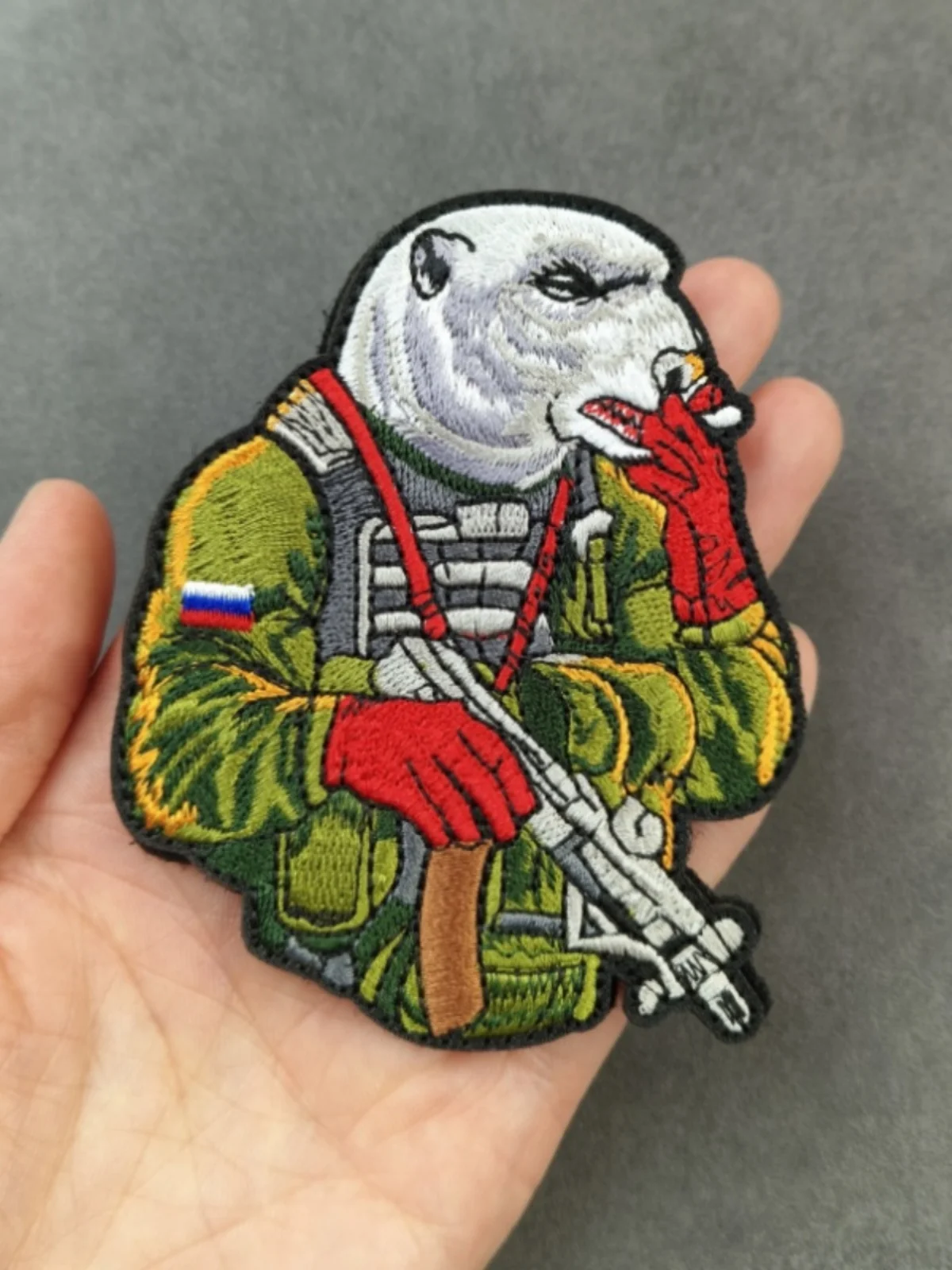 Russian Bear Red Gloves Embroidery Patch Camouflage Weapons Outdoor Bag Vest Helmet Paste Tactical Badge DIY Decoration