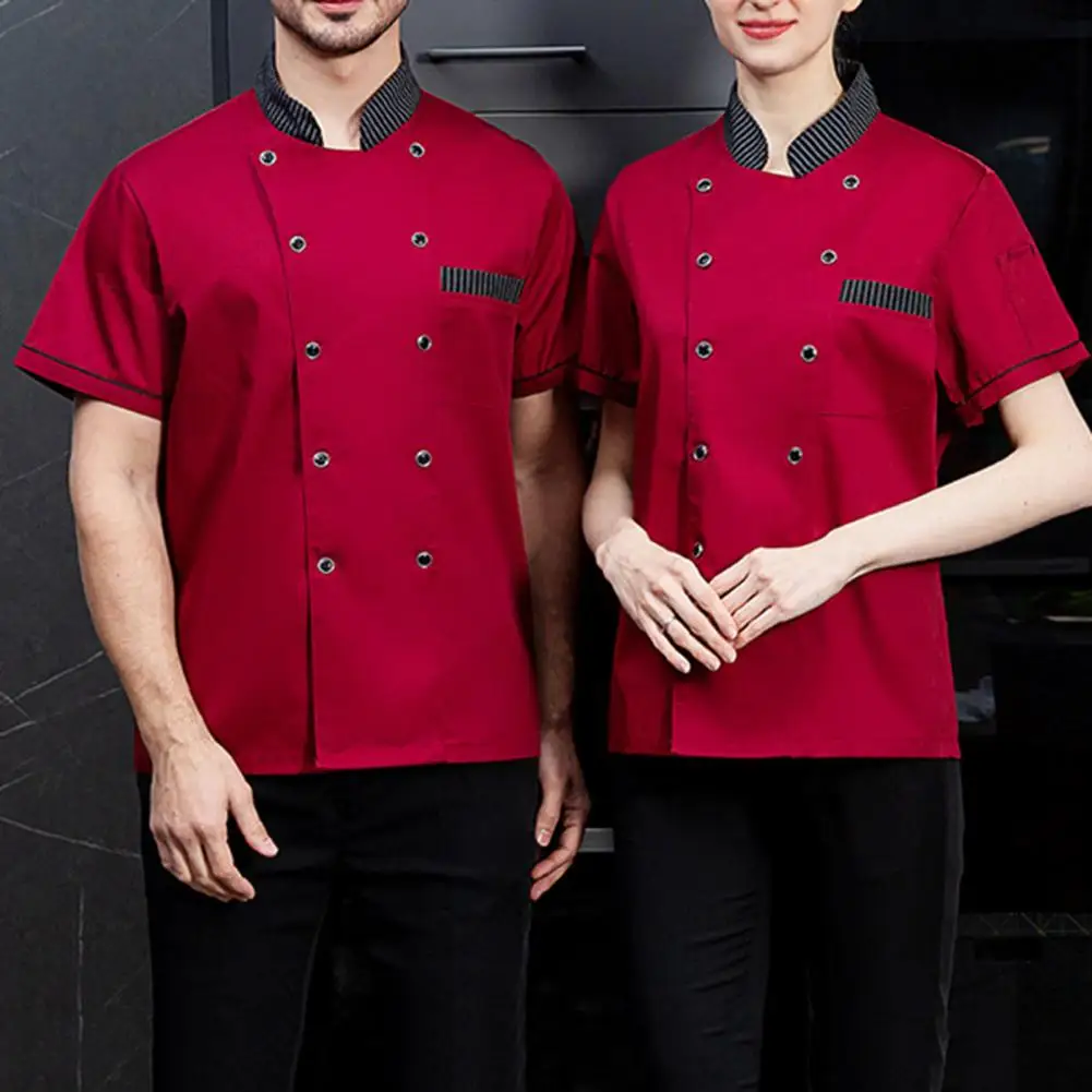 Moisture-wicking Chef Uniform Professional Chef Uniform Set with Short Sleeve Shirt Apron for Kitchen for Comfort