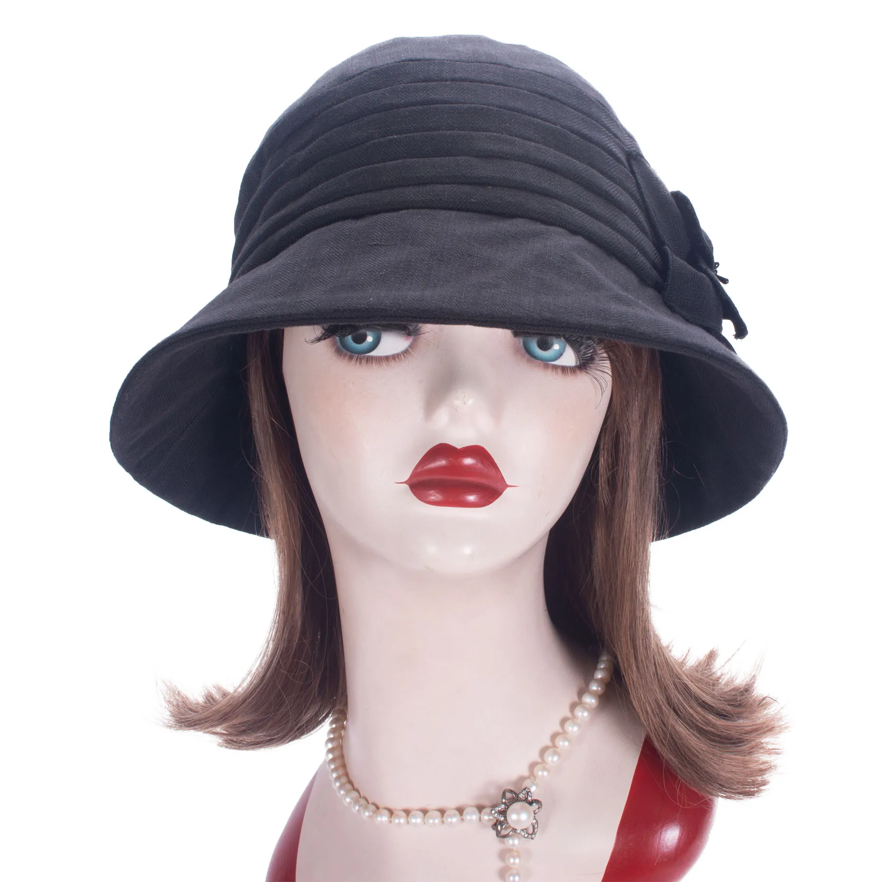 Women Bucket Style Hat‎ Church Cloche Flapper Hat w Large Bow Fashion Statement Womens 1920s Vintage Wool Blend Cloche Church Hat Winter  main image 3