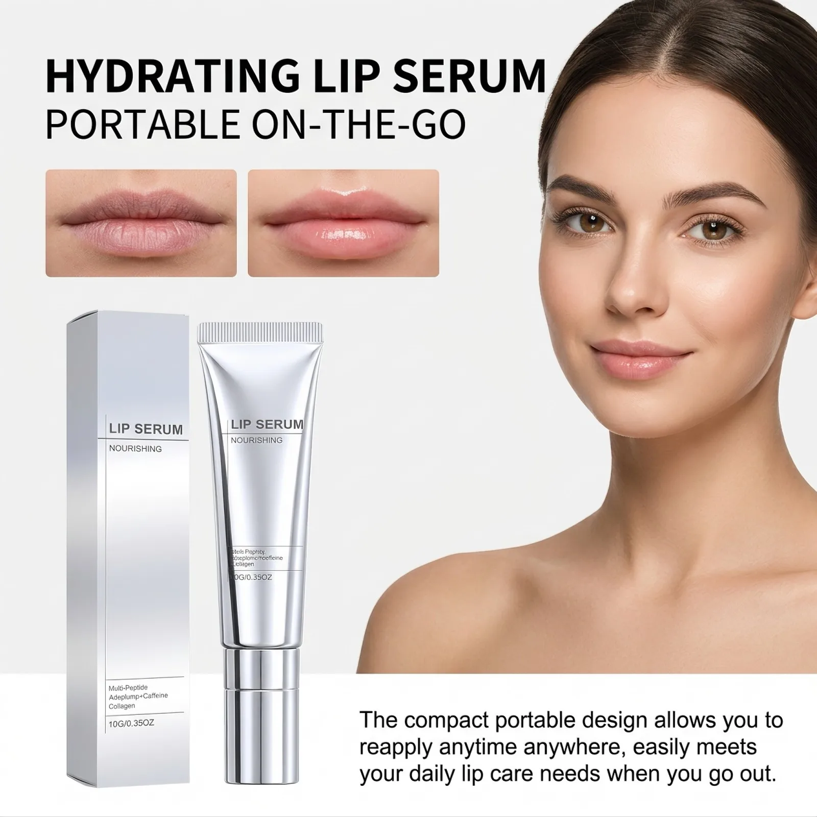 Hydrating Lip Serum Lightweight Non-Sticky Makeup Primer Moisturizing Lip Care Nourishing Gloss for Chapped Dry Lips 10g