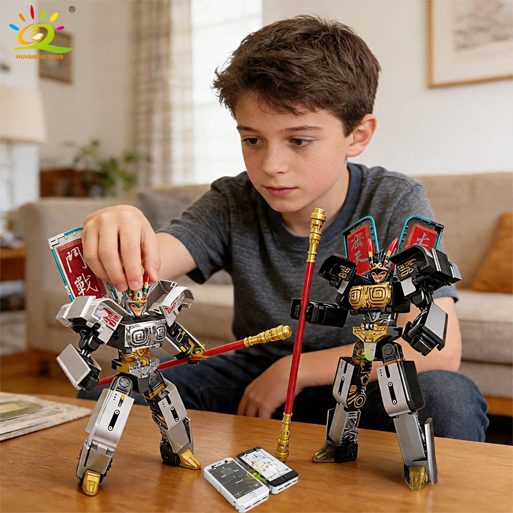 2-in-1 Transformable Monkey King Mecha Model, Transformable Robot Toy, Desktop Ornament, Educational Toy, Children's Gift