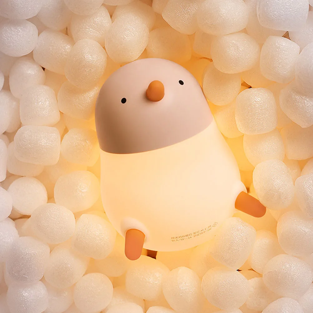 

Silicone Night Light Rechargeable Kids Lamp Cartoon Chicken Design Warm Glow Bedside Table Powered Durable Safe