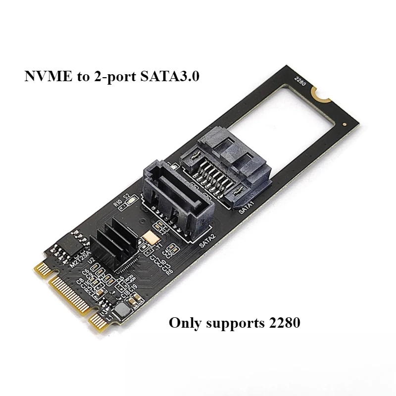 Tarjeta adaptadora de disco duro NGFF M.2 NVME PCI-E a SATA dual