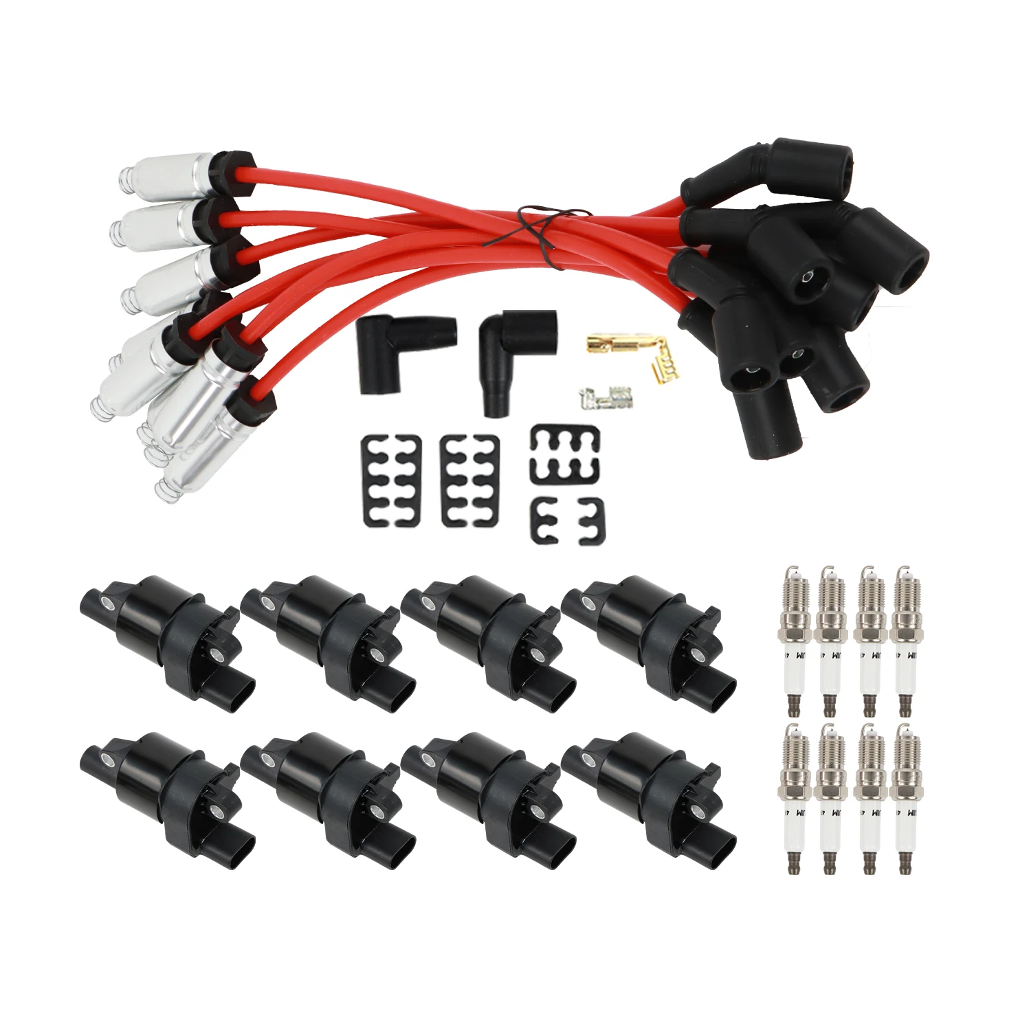 8pcs Ignition Coils+8pcs Iridium Spark Plugs+8pcs Spark Plug Wires  Car Engine Part