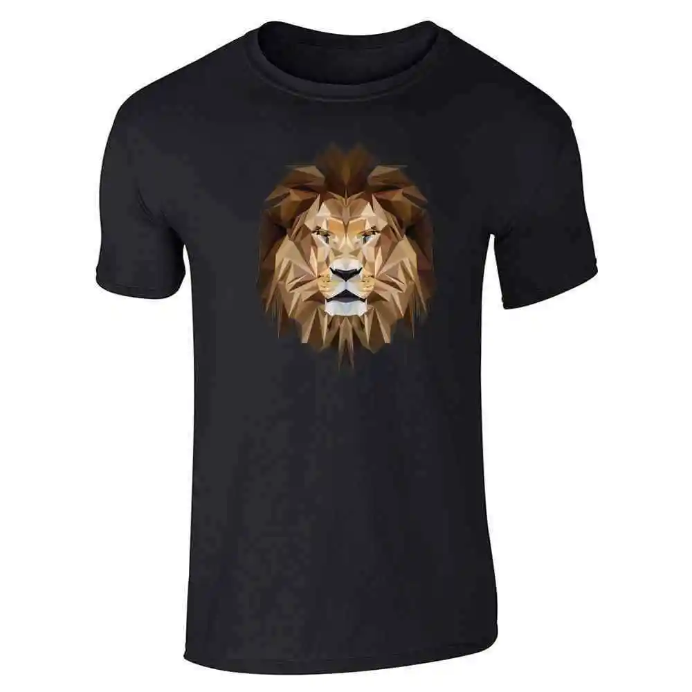 Lion Face Polygonal King of the Jungle Graphic Unisex TeeSummer Brand Super SizePattern Y2K Summer 