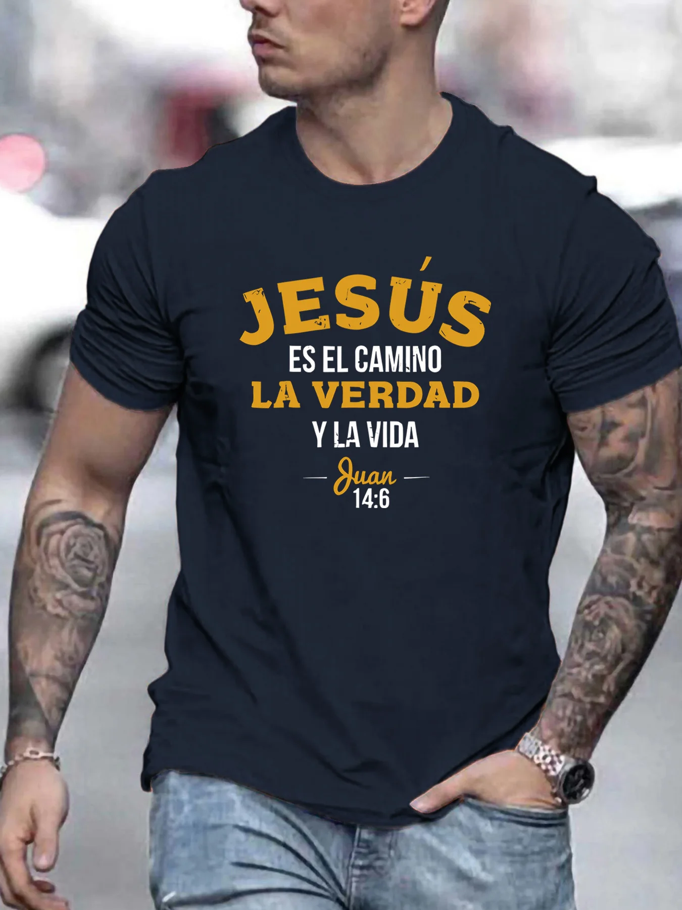 

with "Jesus Saved My Life" pattern design -100% cotton summer O-neck short sleeve casual printed men's T-shirt.