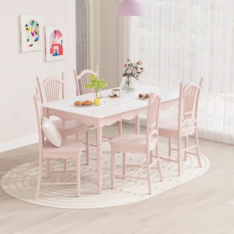 

Light luxury rock slab dining table simple dining room solid wood table six chairs long dining table minimalist furniture