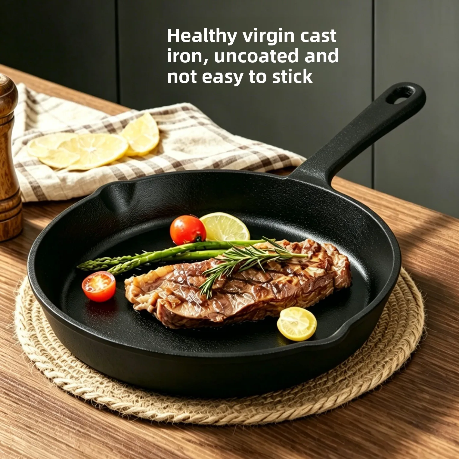 Cast iron pan uncoated not easy to stick frying steak pan induction cooker universal spot foreign trade export